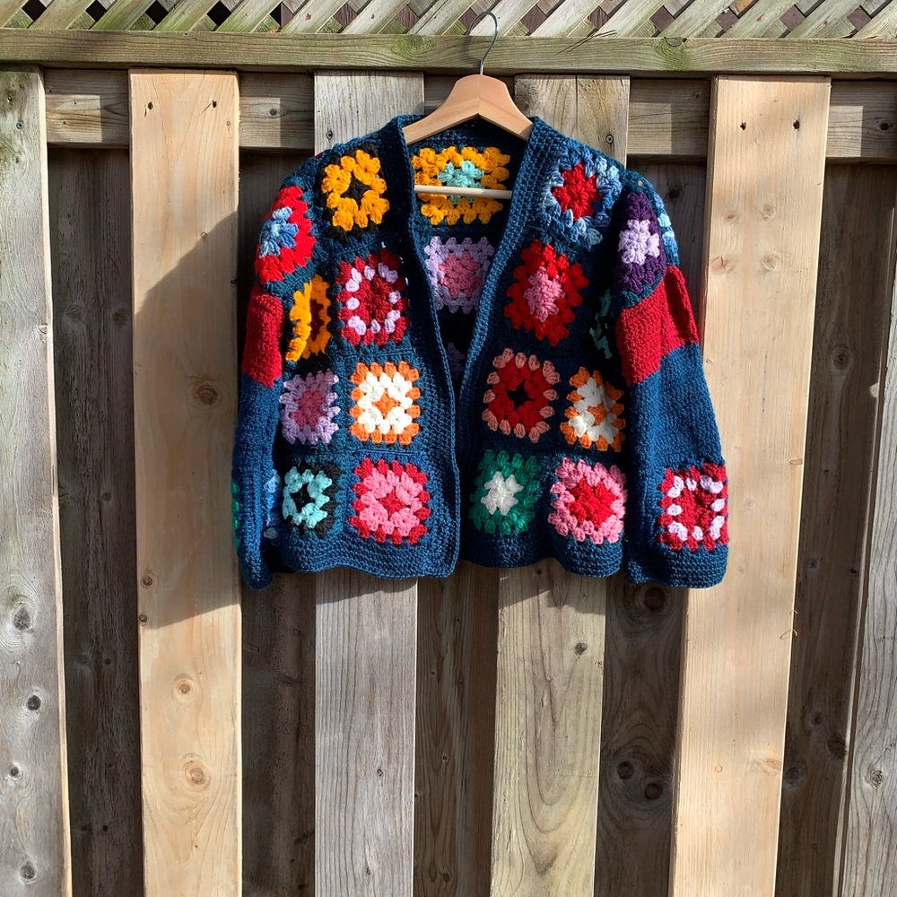 Colorful Crochet granny squares cardigan